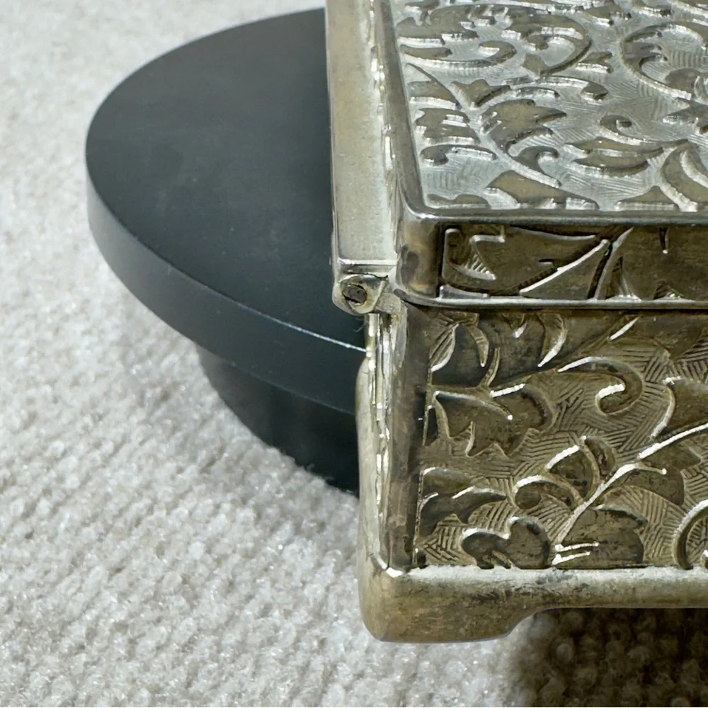 International Silver Jewelry Box Engraved Floral Trinket Vanity VTG Silverplate